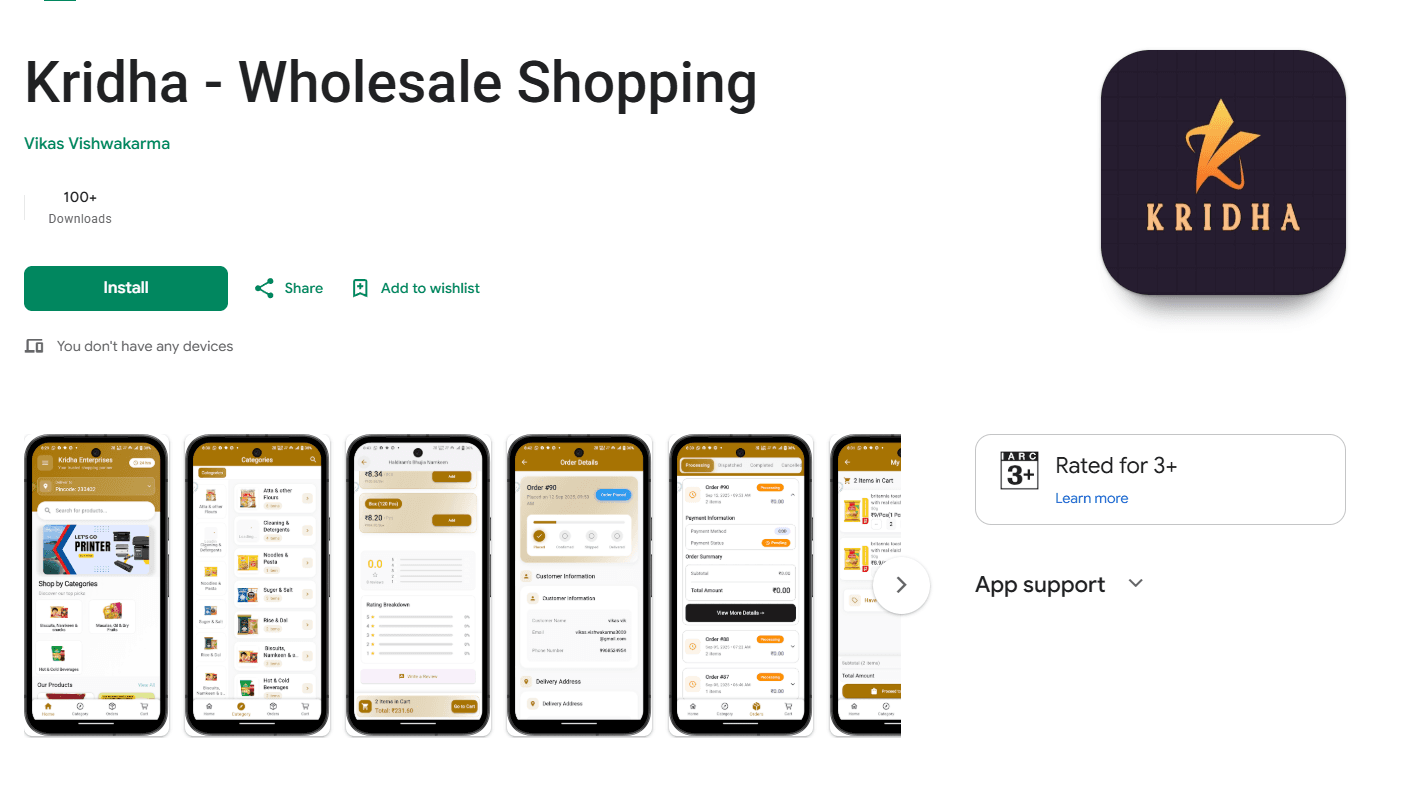 Kridha: A Wholesale B2B Shopping App for Indian Businesses gallery 1